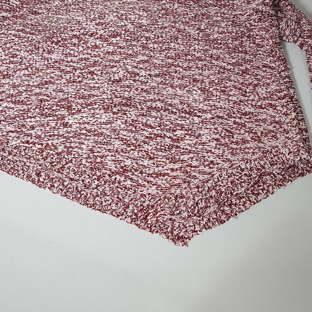 Soft Surroundings red white marled‎ sequin tunic sweater L
